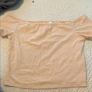 Orange and white striped crop top